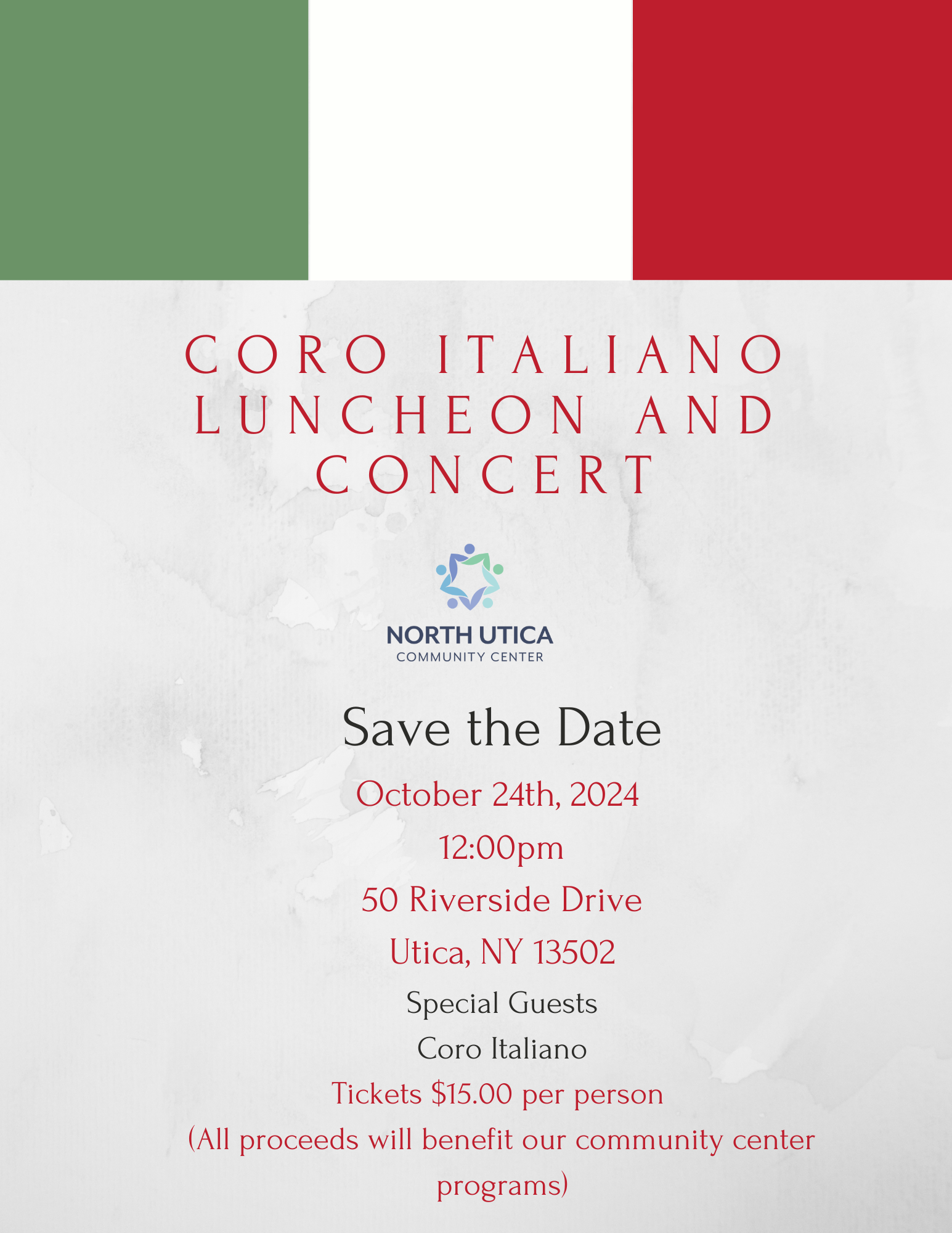 Coro Italiano Luncheon planned at North Utica Community Center in October.